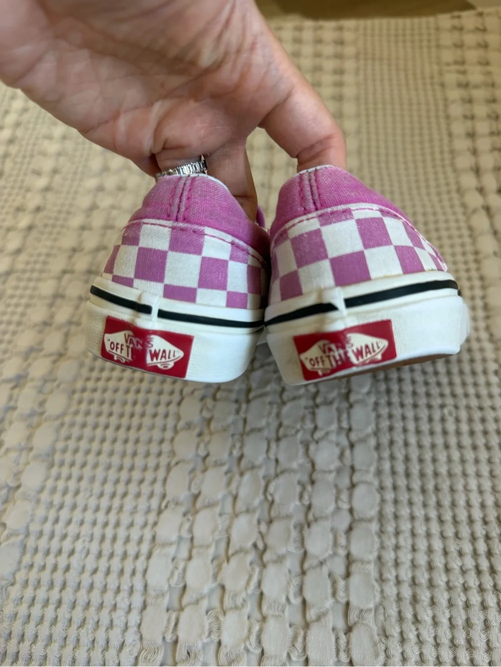 Vans Shoes Girls 13.5 Little Kids Pink Checker Slip On Sneakers Comfort Skate